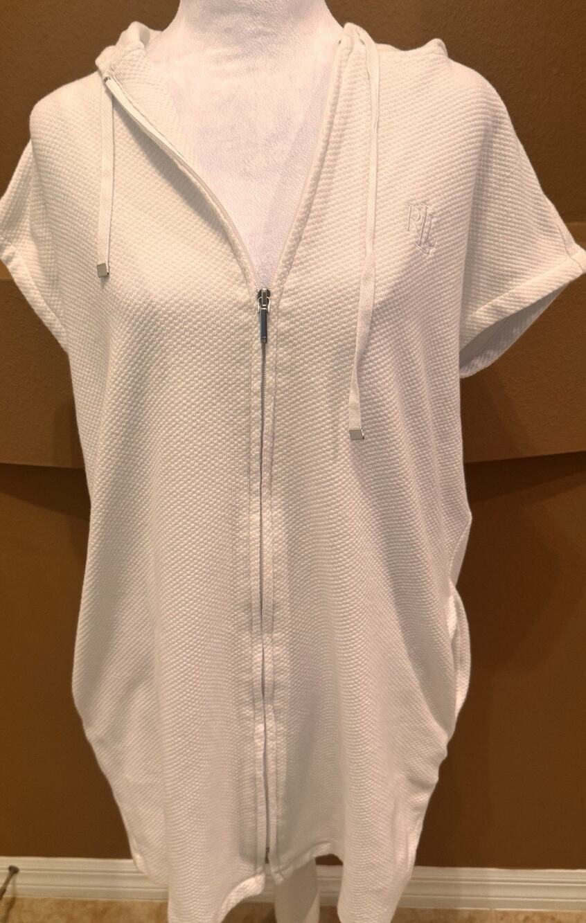 Lauren Ralph Lauren White Lounger Full Zip Hoodie Dress Women’s Size M